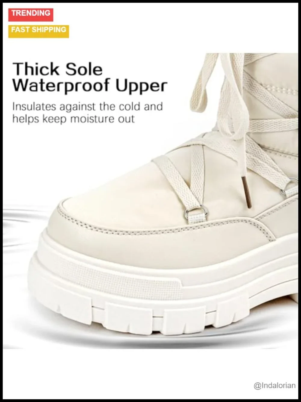 Waterproof Platform Winter Snow Boots with Side Zipper Mid-Calf